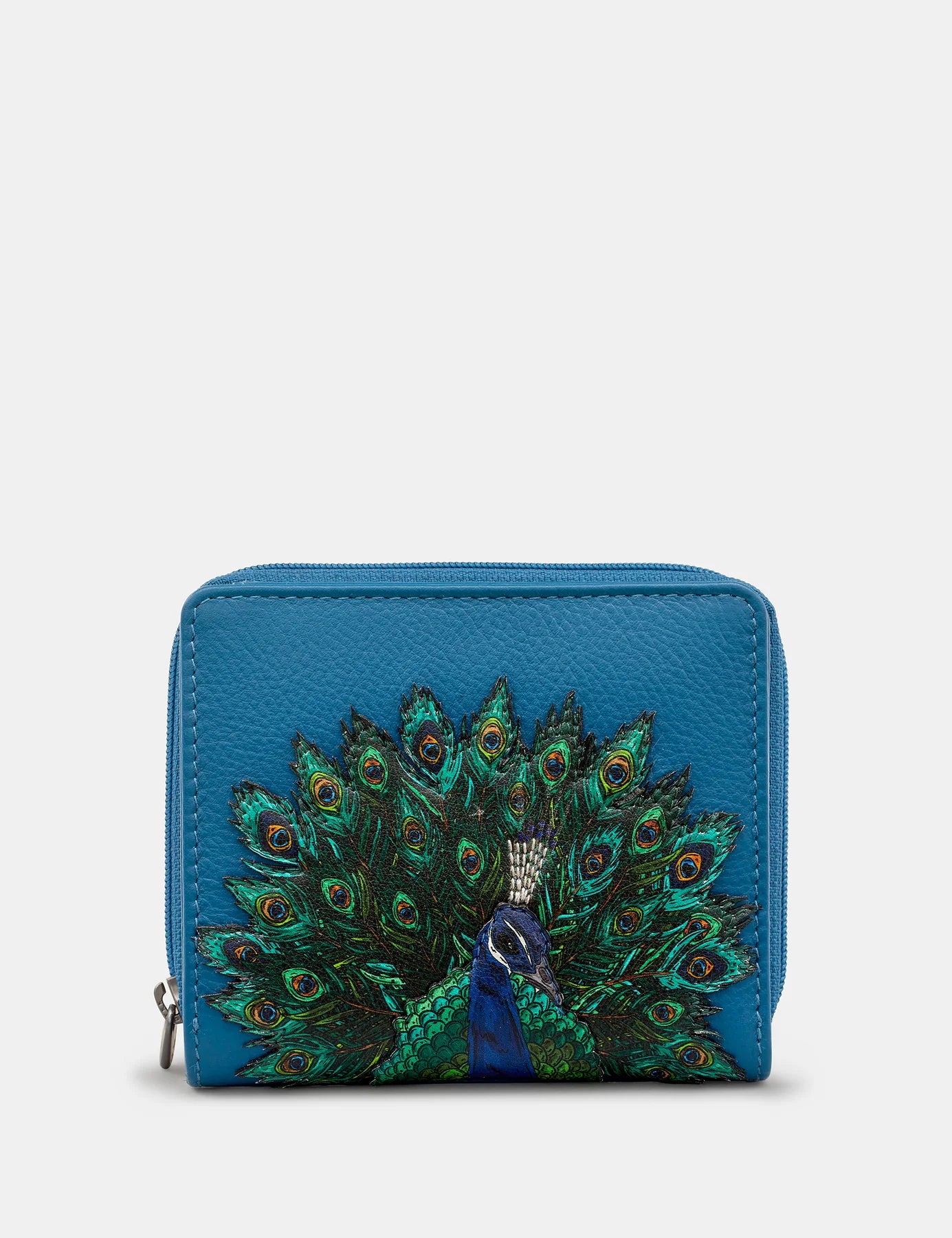 Peacock Plume Flap Over Zip Around Purse