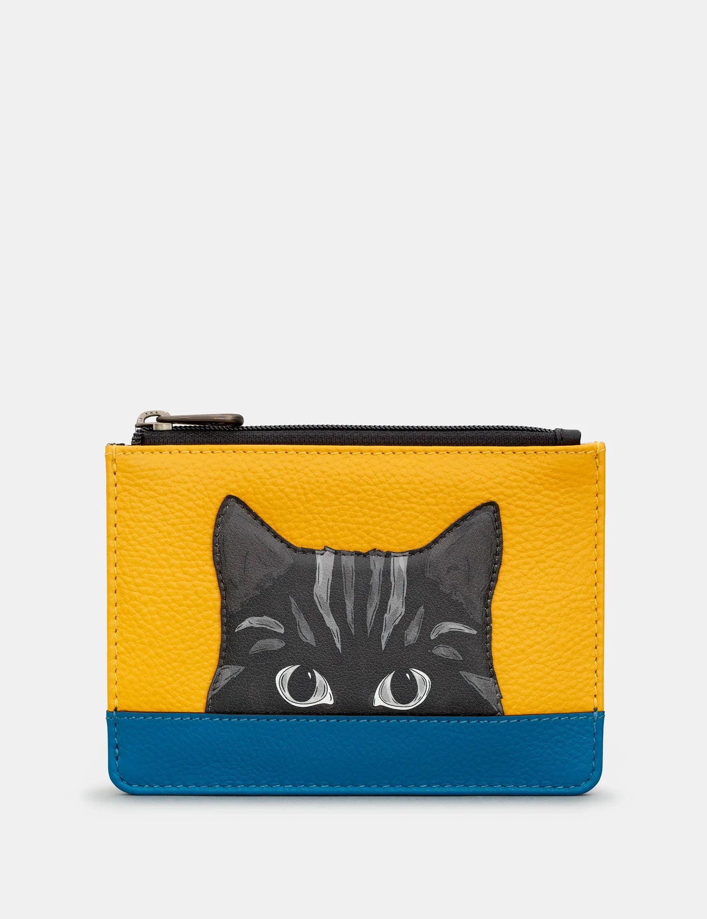 Black Colour Block Cat Zip Top Purse