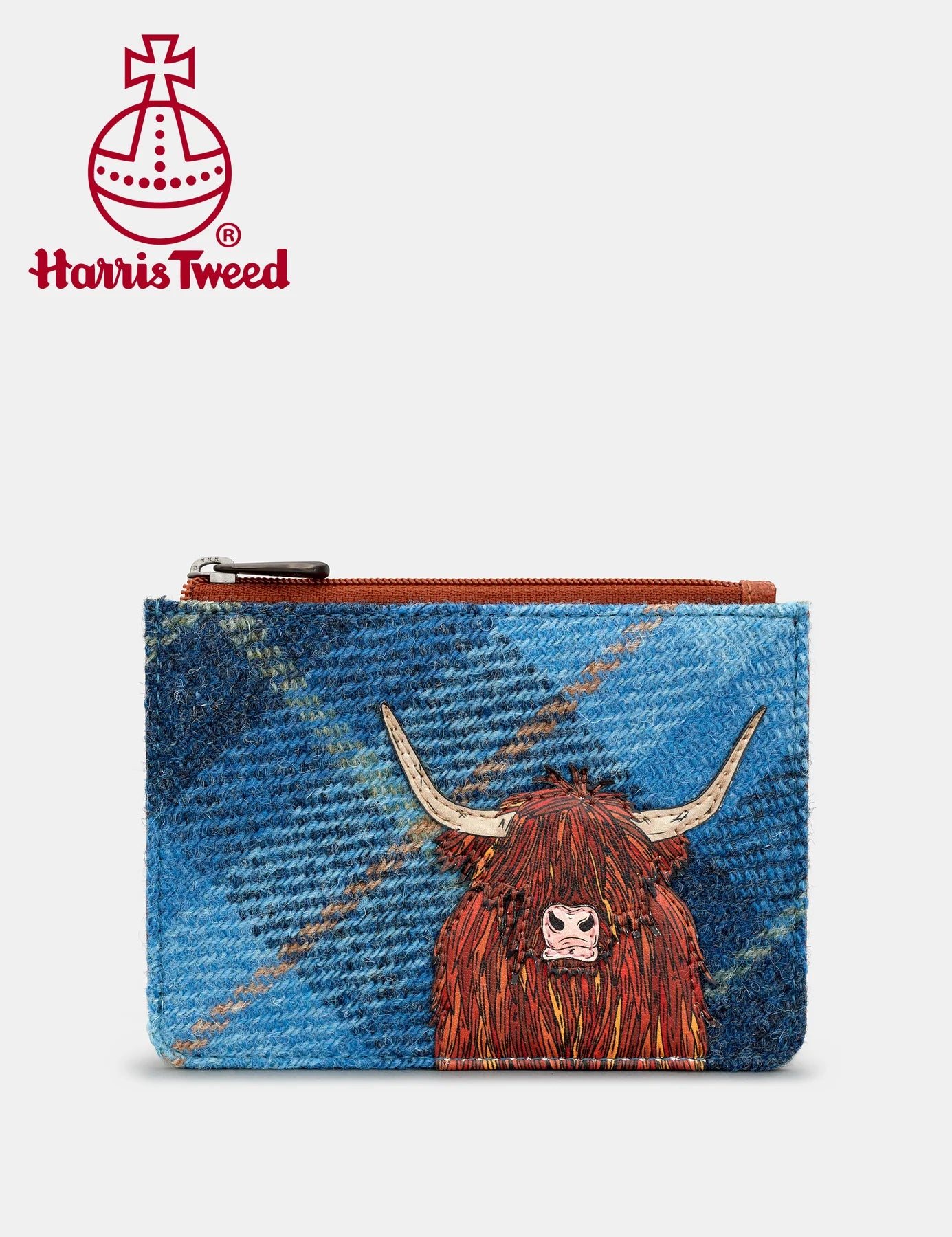 Blue Highland Cow Zip Top Purse