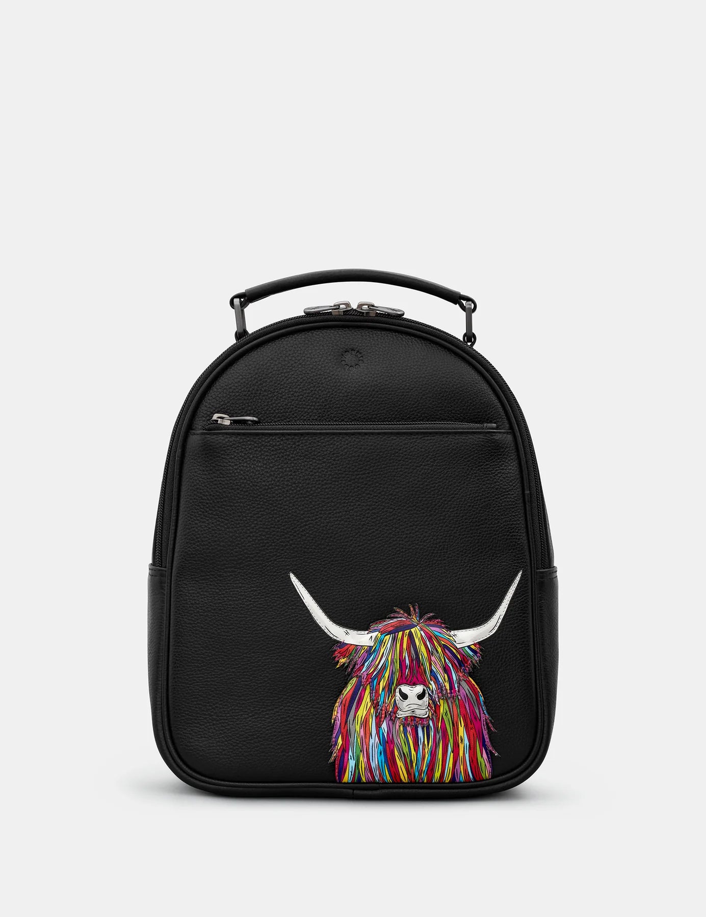 Black Rainbow Highland Cow Backpack