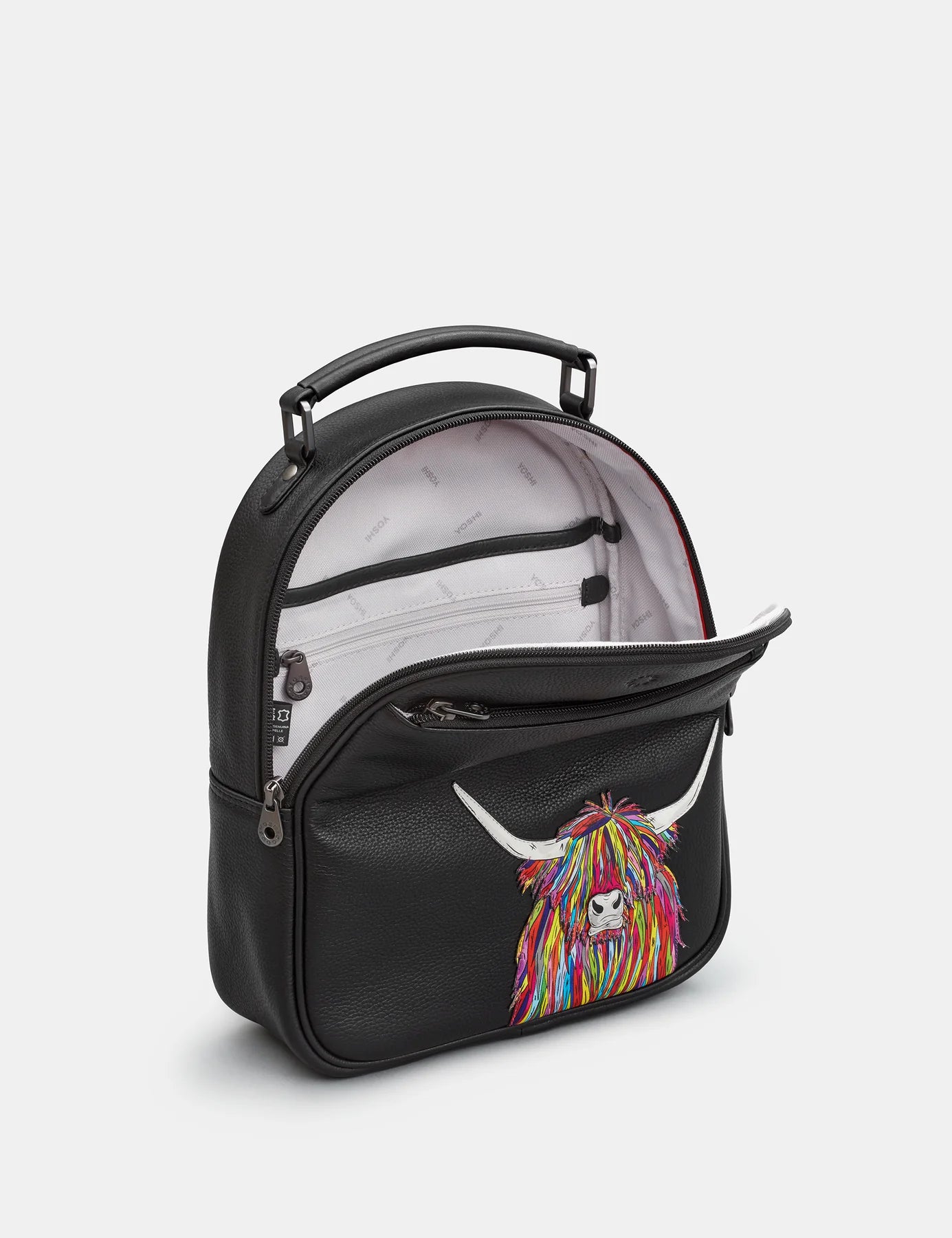 Black Rainbow Highland Cow Backpack