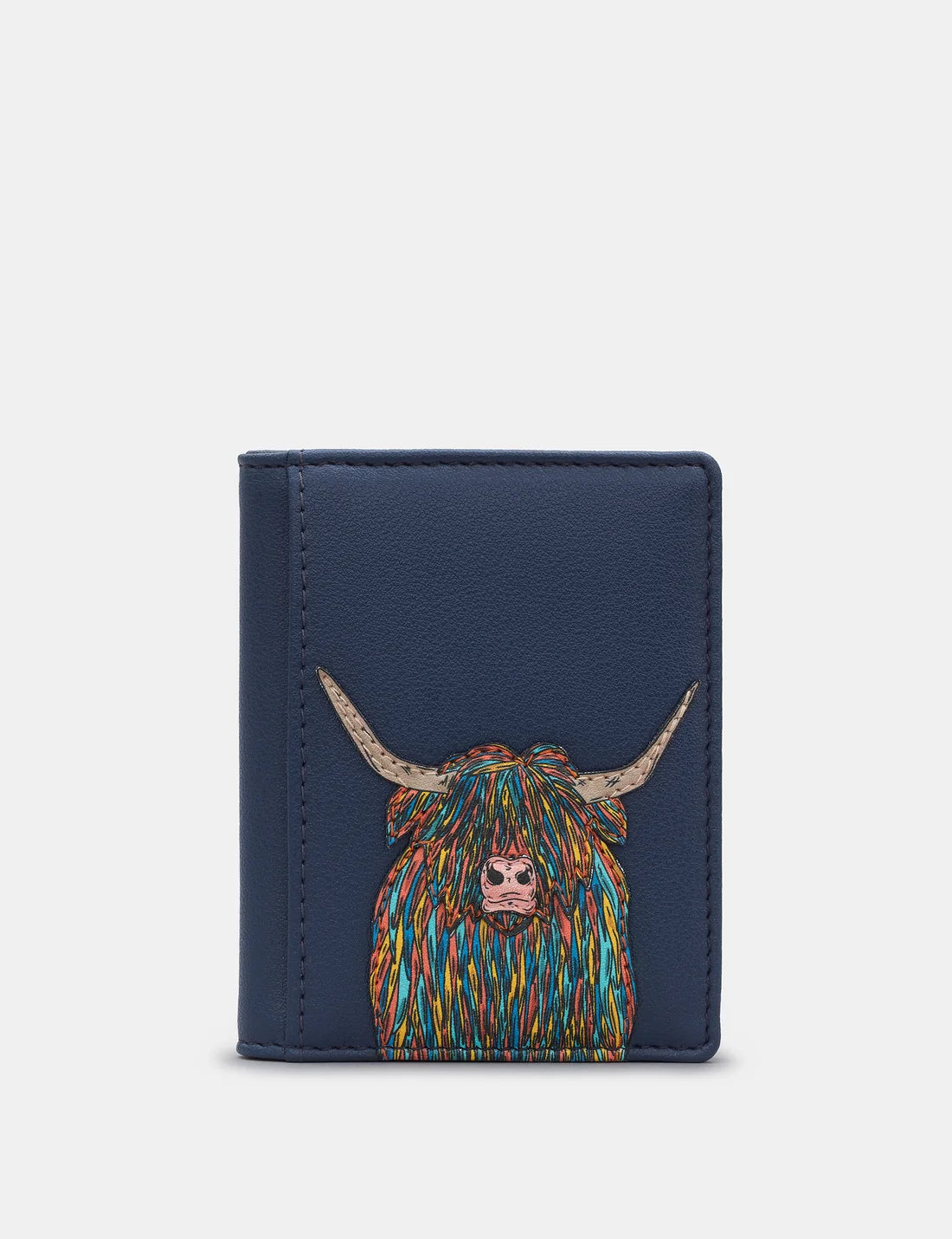 Navy Highland Cow Flap Over Card Holder
