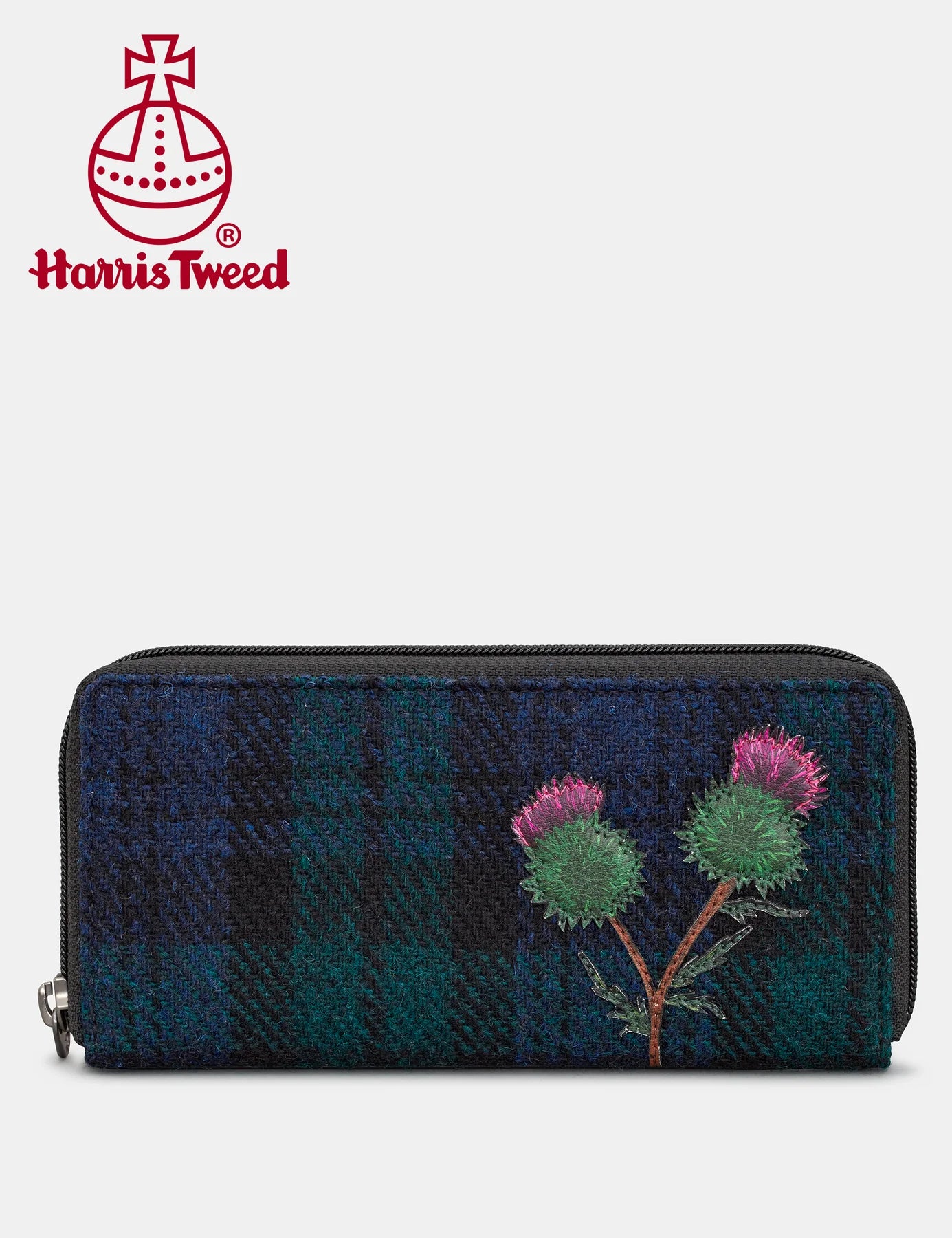 Black Highland Thistle Zip Around Purse